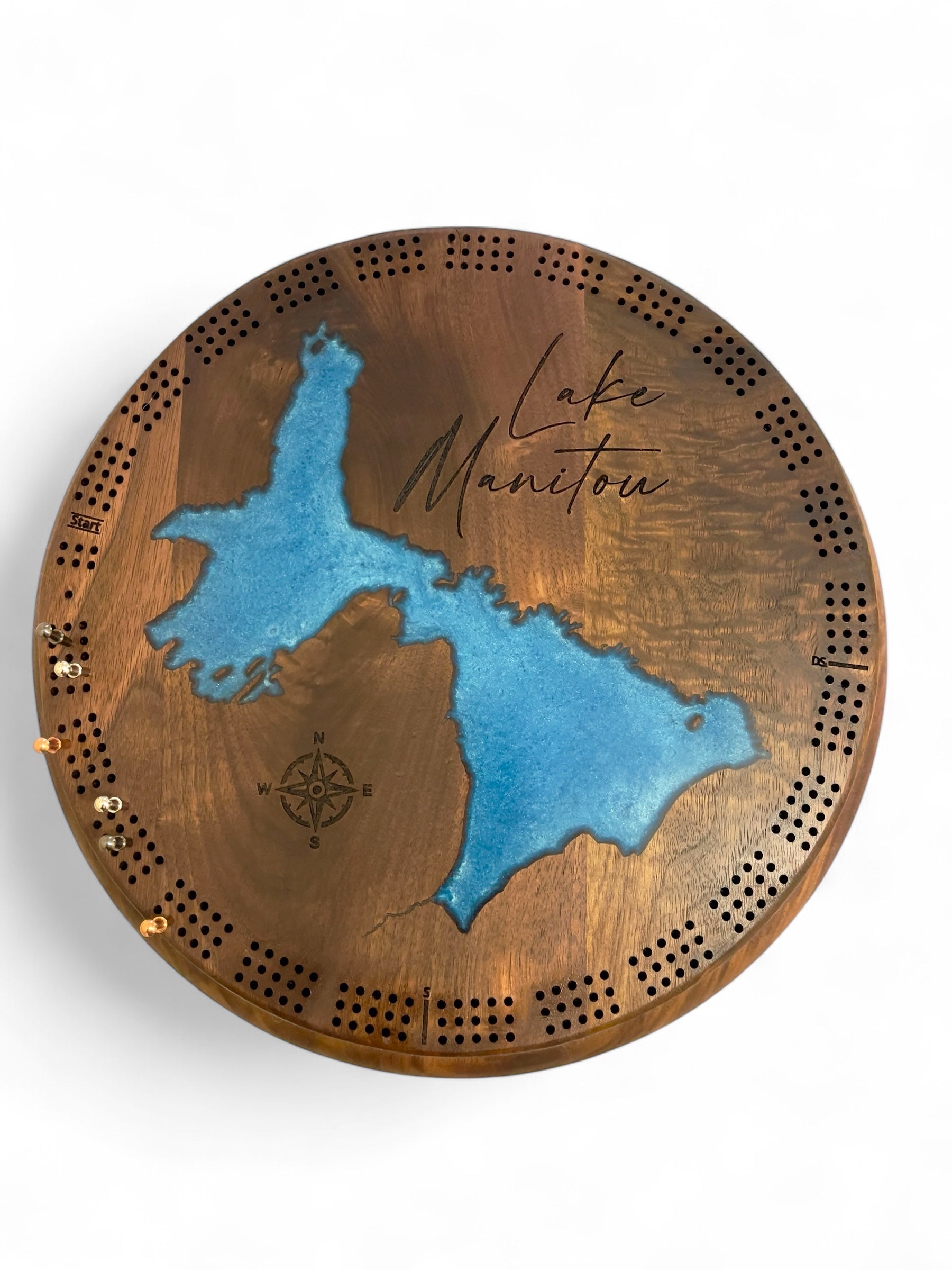 Custom lake cribbage board