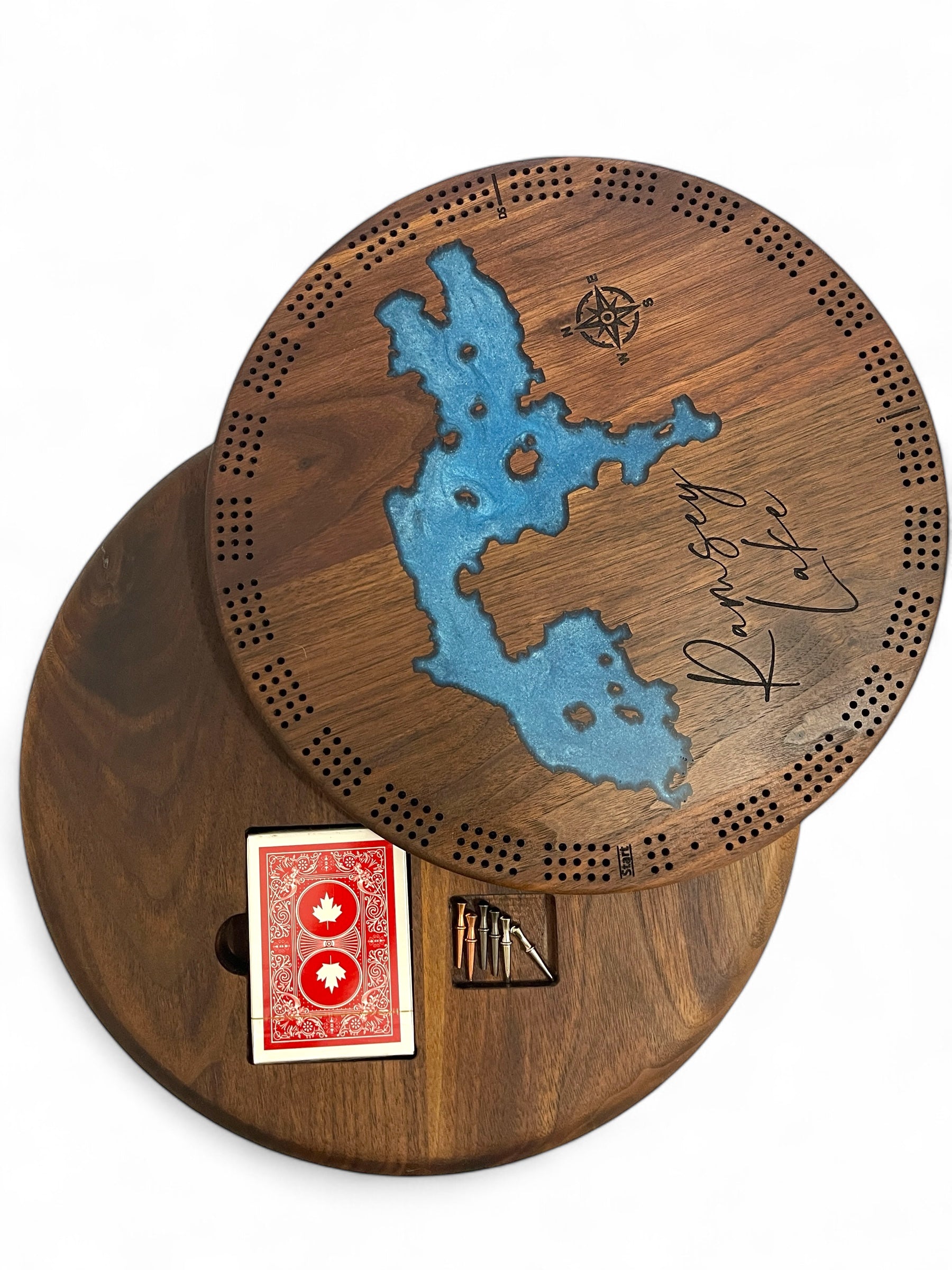 Custom lake cribbage board