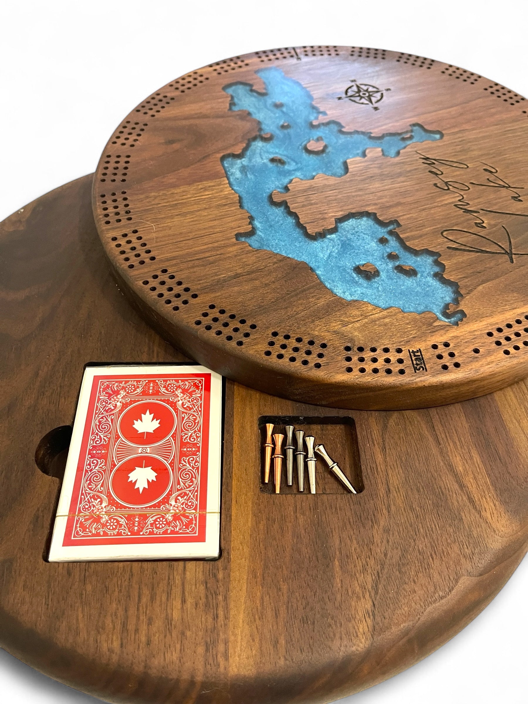 Custom lake cribbage board
