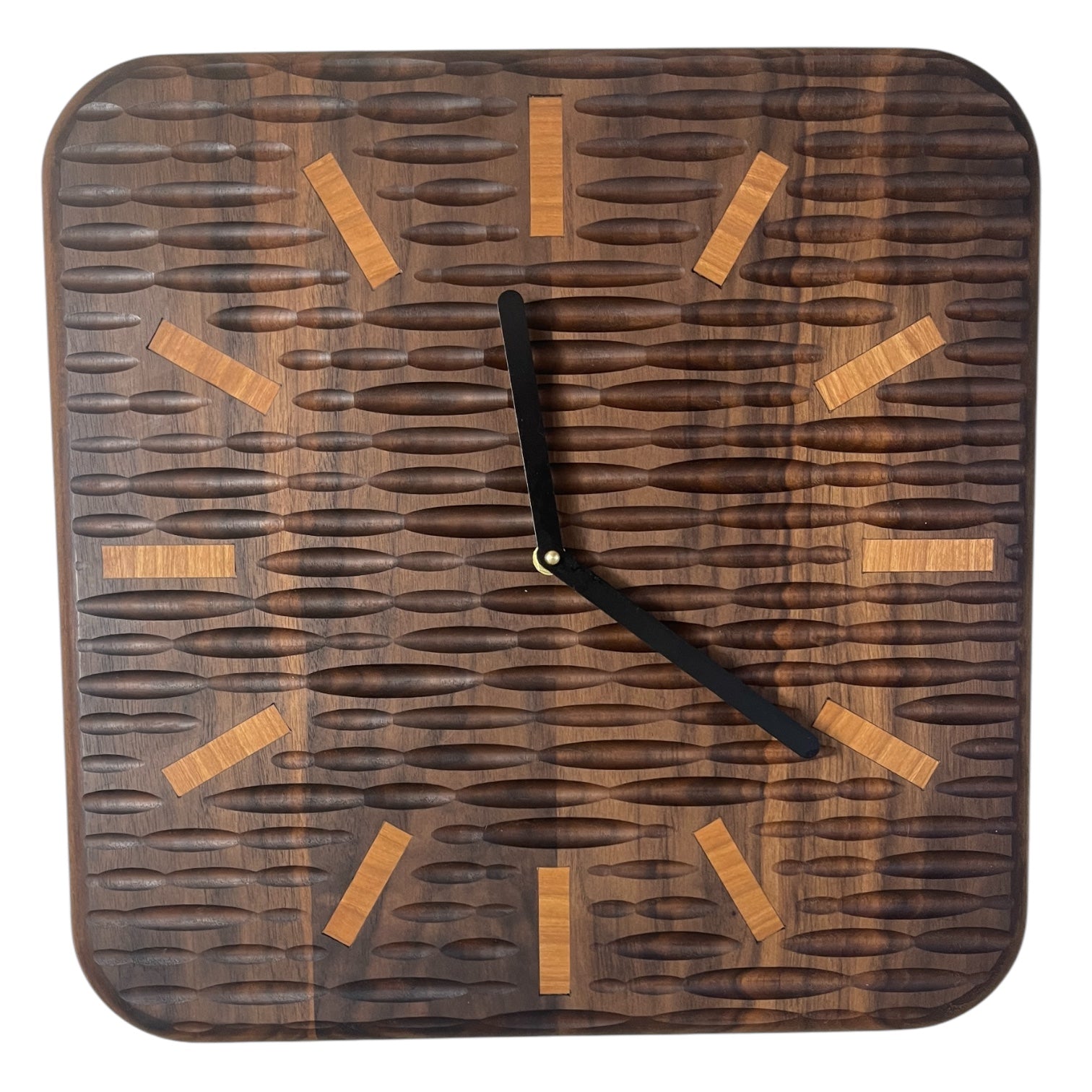 15” Black walnut textured clock