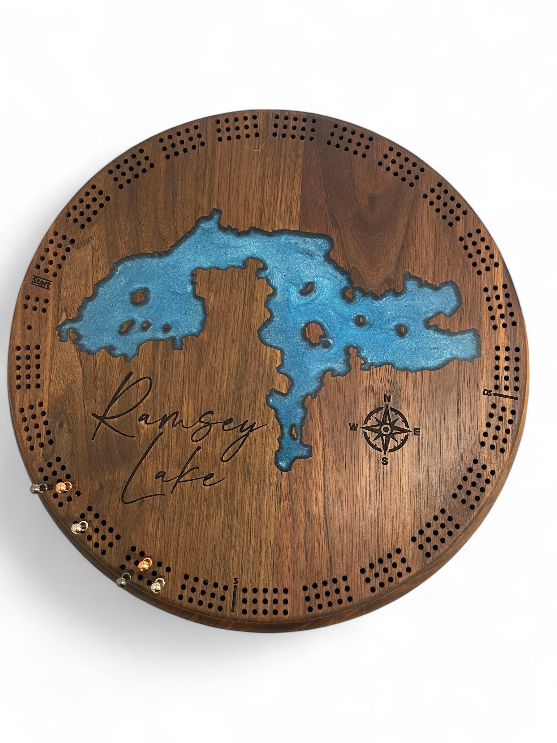 Custom lake cribbage board