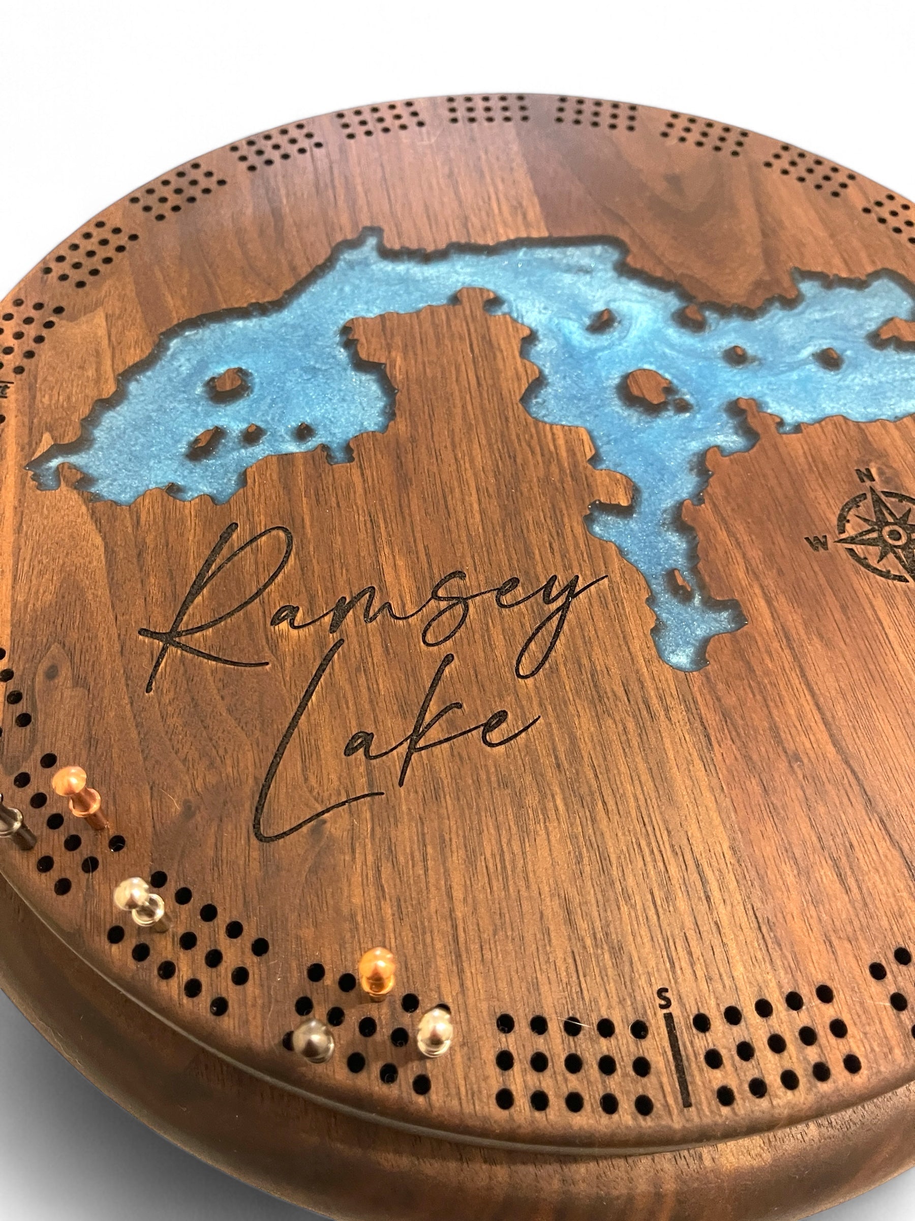Custom lake cribbage board