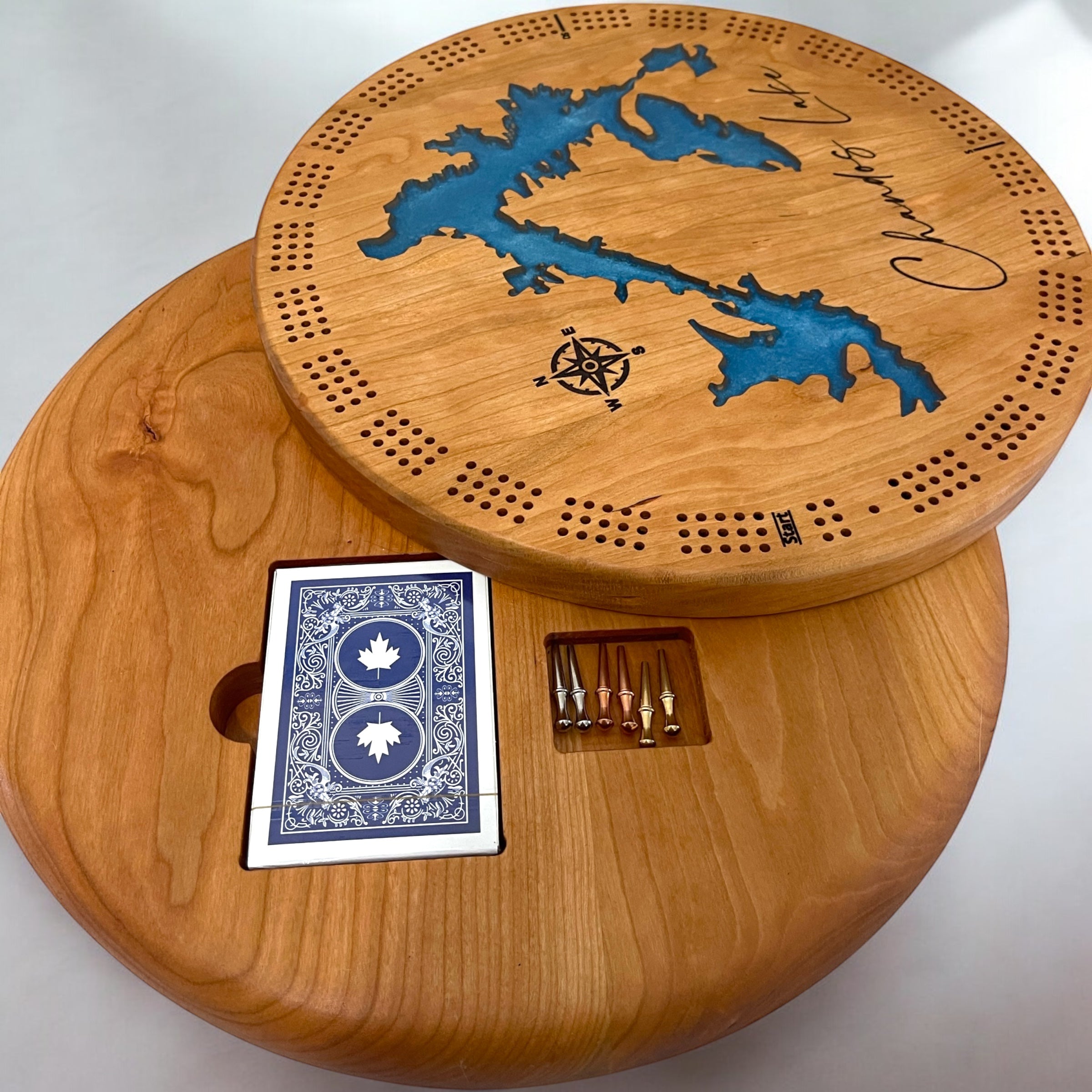 Custom lake cribbage board