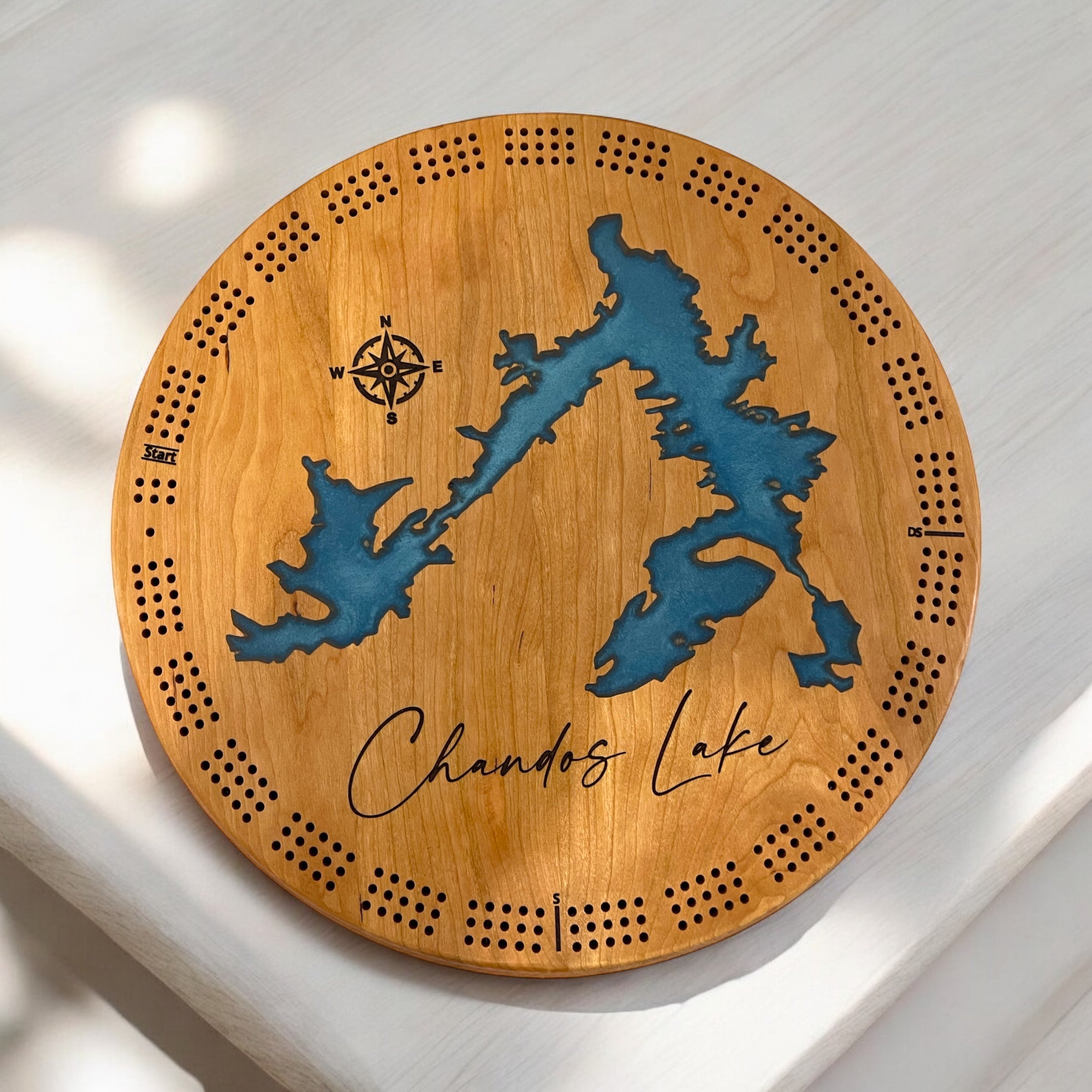 Custom lake cribbage board